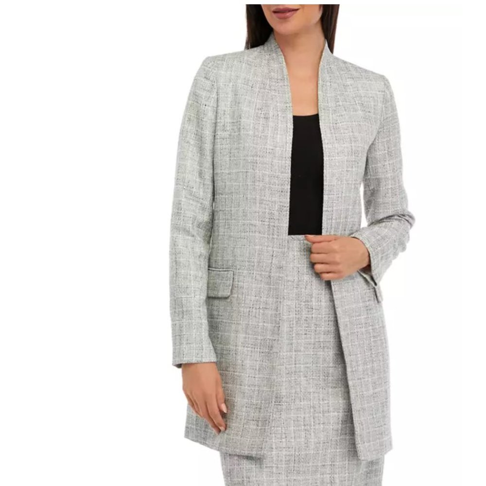 Calvin Klein Open Front Tweed Topper Jacket Size 4 - Picture 6 of 6